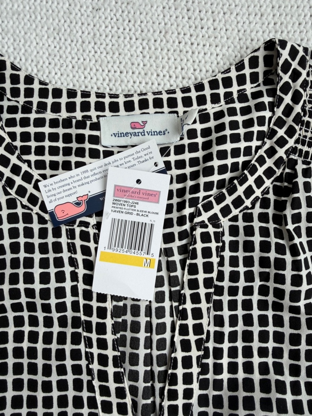 NWT! Vineyard Vines Black & White Checker Shirt Size Medium - Picture 3 of 7